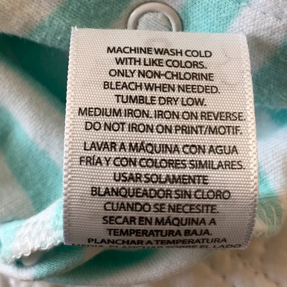 WONDER NATION Mermaid Girl's Sleeper, Turquoise & White Stripes, Size: Newborn - Picture 9 of 9